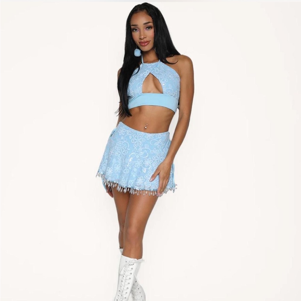 iHeartRaves Blue Sequin Set